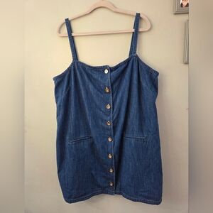 J Crew Claudia dress in denim Size 2XL Buttons Jean Tank Top Spring Summer  NWT